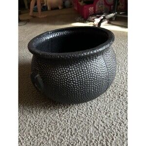 Vintage Textured WITCH CAULDRON Bowl TPI BLOW MOLD BLACK Plastic HALLOWEEN 14”